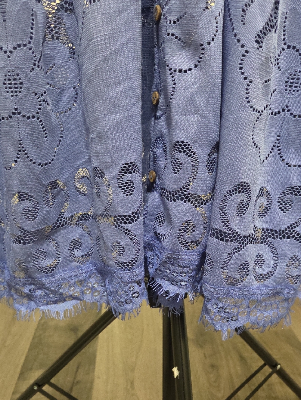 NWT Free People Shadow Dance Periwinkle Lace Midi Dress 2-in-1 Button Front Boho - Picture 10 of 16